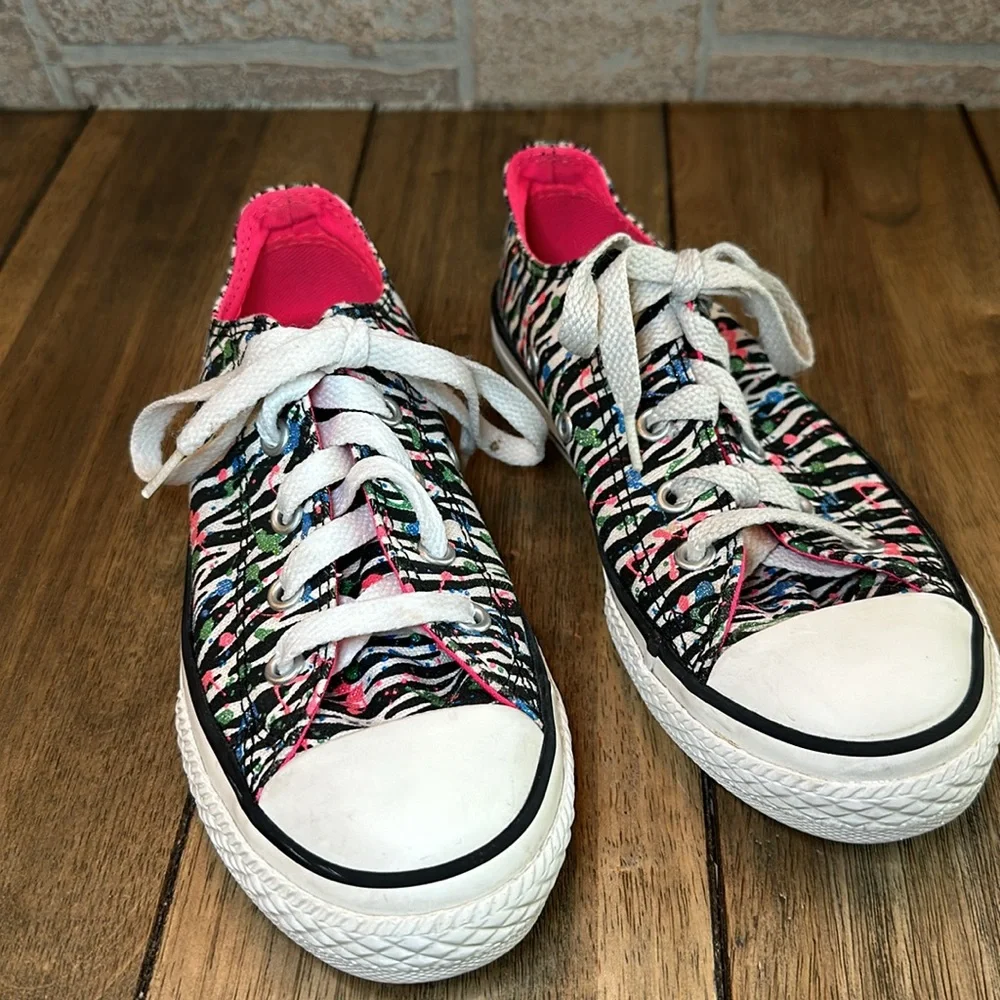 Converse Chuck Taylor Paint Splatter Glitter Zebra All Star Junior's Ox Low Top